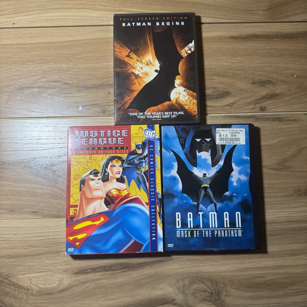 DC Comics DVD Lot Batman Begins Mask of the Phantasm Justice League S1 Untested